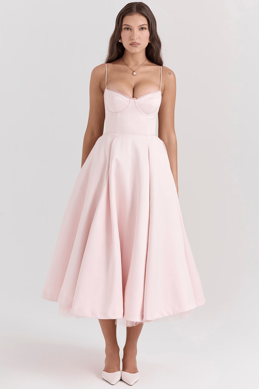 Elegante Midi Zomerjurk Dames van Satijn met Spaghetti Bandjes en Kant Details - ZovaFashion - Midi Jurken