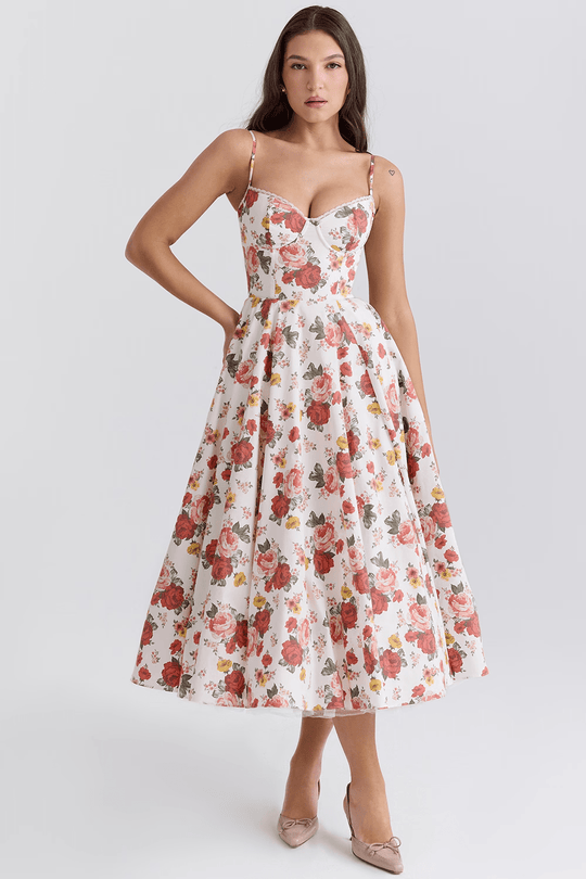 Elegante Midi Zomerjurk Dames van Satijn met Spaghetti Bandjes en Kant Details - ZovaFashion - Midi Jurken