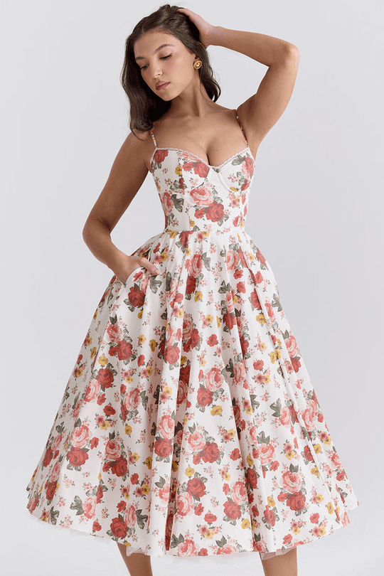 Elegante Midi Zomerjurk Dames van Satijn met Spaghetti Bandjes en Kant Details - ZovaFashion - Midi Jurken