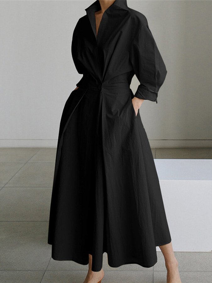 Elegante Midi Zomerjurk Dames van Zacht Materiaal met Vloeiende Pasvorm - ZovaFashion - Midi Jurk