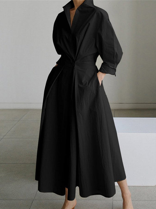 Elegante Midi Zomerjurk Dames van Zacht Materiaal met Vloeiende Pasvorm - ZovaFashion - Midi Jurk
