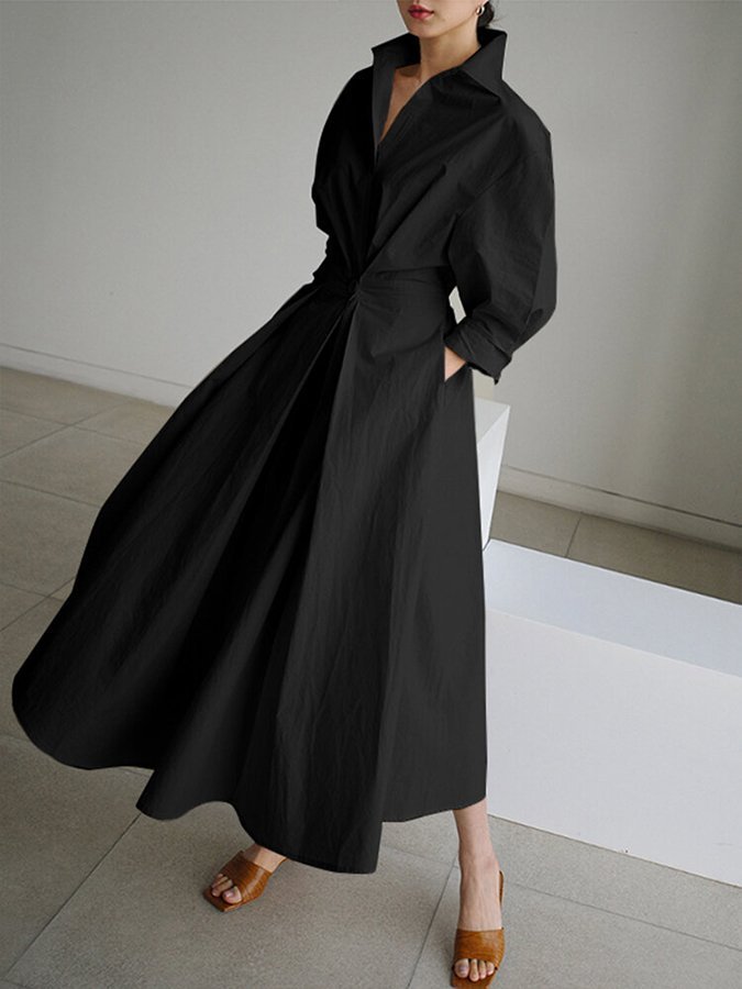Elegante Midi Zomerjurk Dames van Zacht Materiaal met Vloeiende Pasvorm - ZovaFashion - Midi Jurk