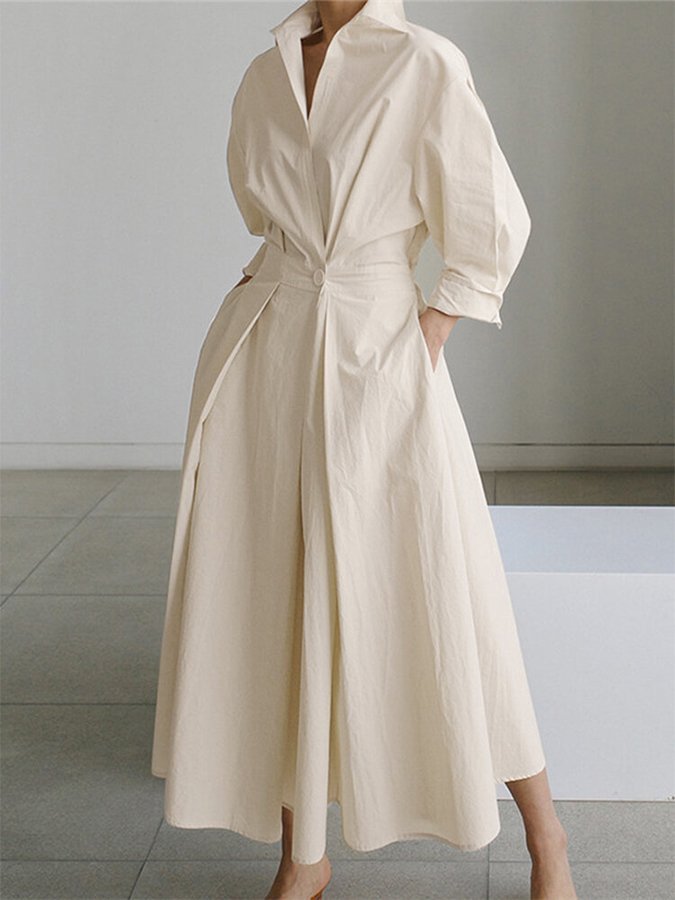 Elegante Midi Zomerjurk Dames van Zacht Materiaal met Vloeiende Pasvorm - ZovaFashion - Midi Jurk