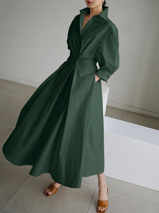 Elegante Midi Zomerjurk Dames van Zacht Materiaal met Vloeiende Pasvorm - ZovaFashion - Midi Jurk