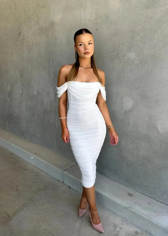 Elegante Midi Zomerjurk van Polyester met Mouwloos Design en Flowy Silhouet - Zova - Fashion - Midi Jurk