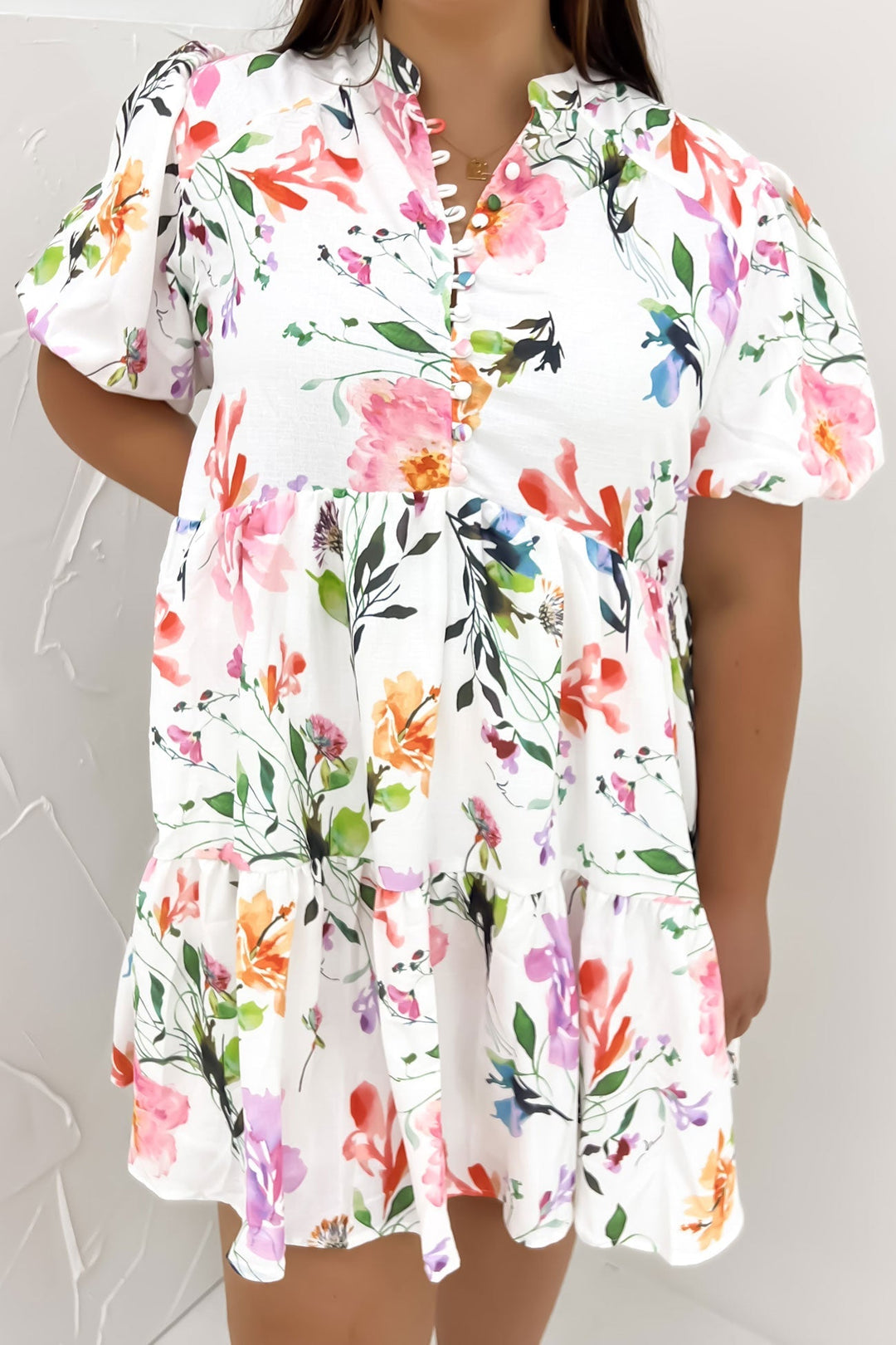 Elegante Mini Zomerjurk Dames met Bloemenprint en Knoopsluiting - Zova - Fashion