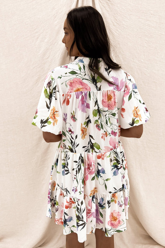Elegante Mini Zomerjurk Dames met Bloemenprint en Knoopsluiting - Zova - Fashion