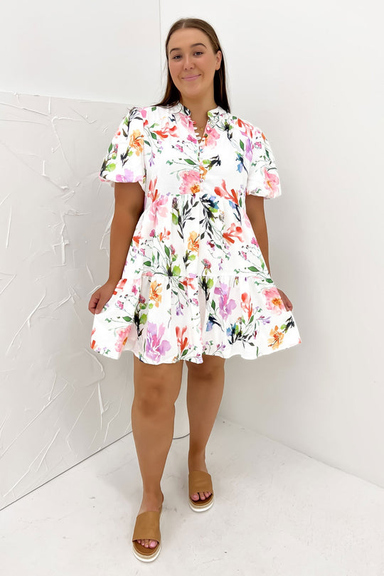 Elegante Mini Zomerjurk Dames met Bloemenprint en Knoopsluiting - Zova - Fashion