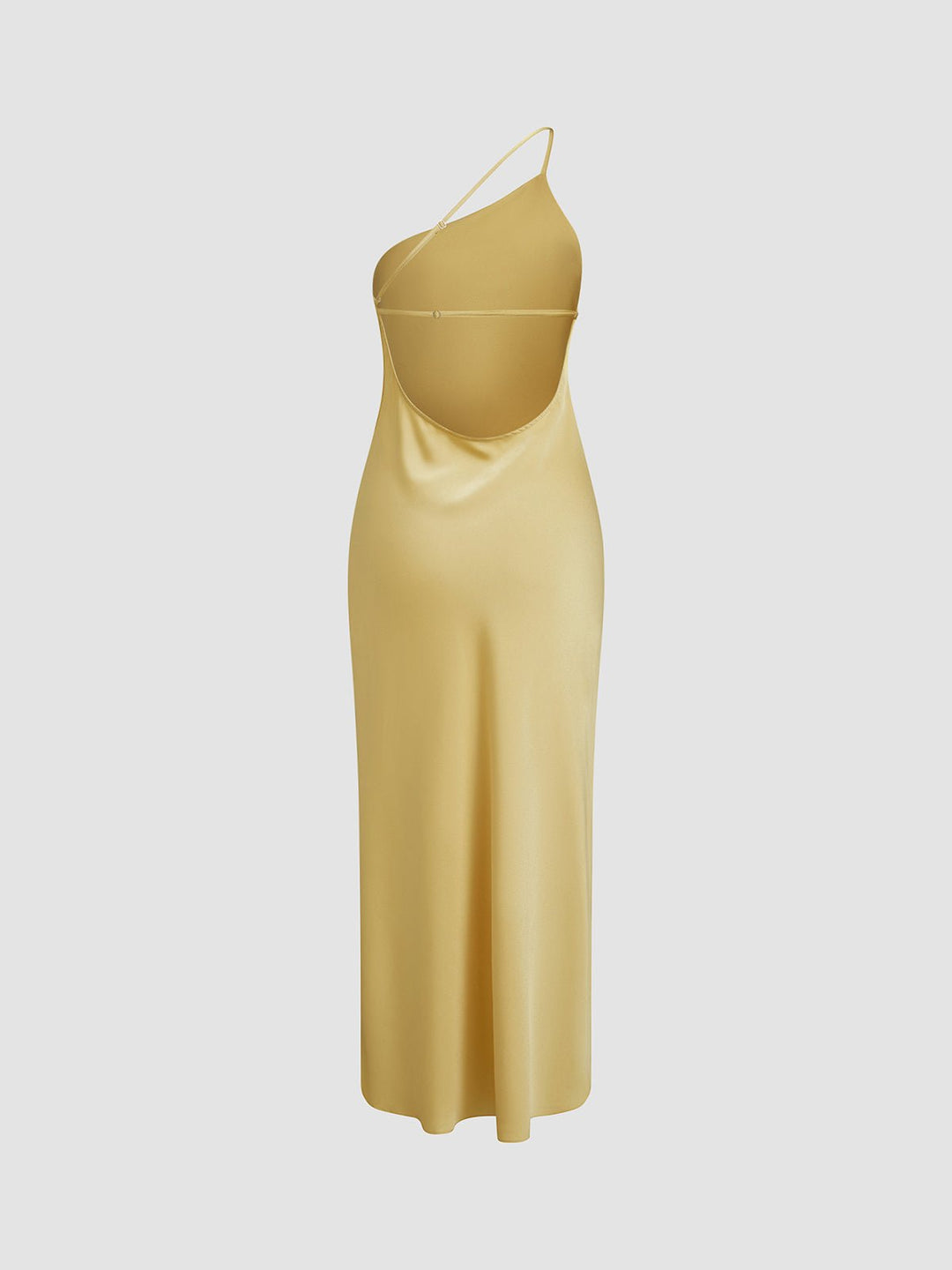 Elegante Satin Maxi Zomerjurk Dames met One - Shoulder en Hoge Split - ZovaFashion - Maxi Jurk