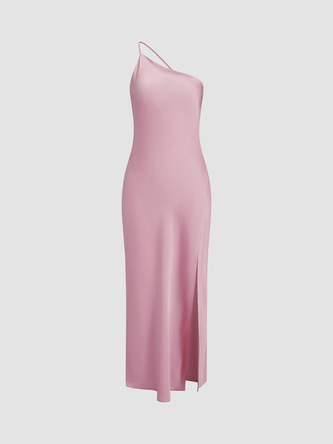 Elegante Satin Maxi Zomerjurk Dames met One - Shoulder en Hoge Split - ZovaFashion - Maxi Jurk