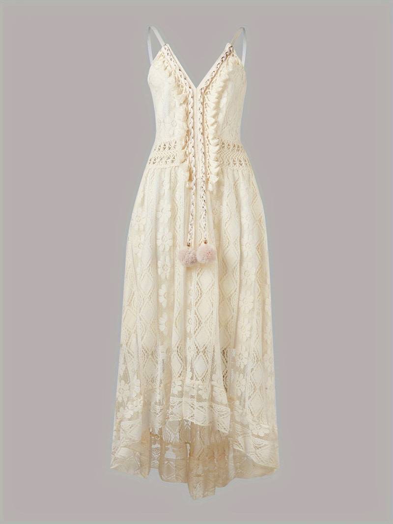 Emma's Boho Maxi Zomerjurk Dames van Katoen met Spaghetti Bandjes en V - Hals - ZovaFashion - Maxi Jurk