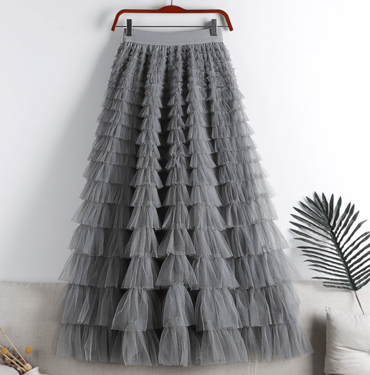 Enice Maxi Zomerrok Dames - Gelaagde Maxi rok met Ruches en Elastische Tailleband - Zova - Fashion