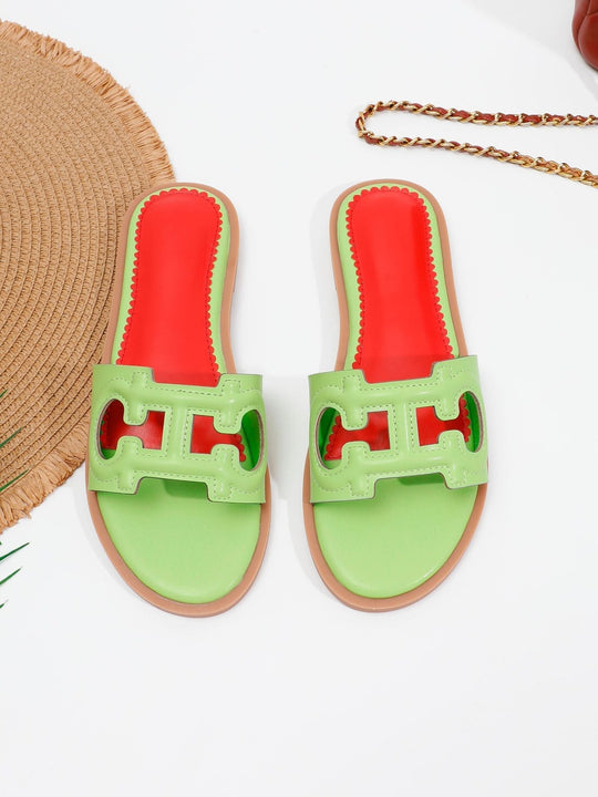 Faux Leren Sandalen Dames met Cut - Out Band en Open Teen Design - ZovaFashion - Sandalen Dames