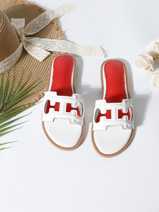 Faux Leren Sandalen Dames met Cut - Out Band en Open Teen Design - ZovaFashion - Sandalen Dames