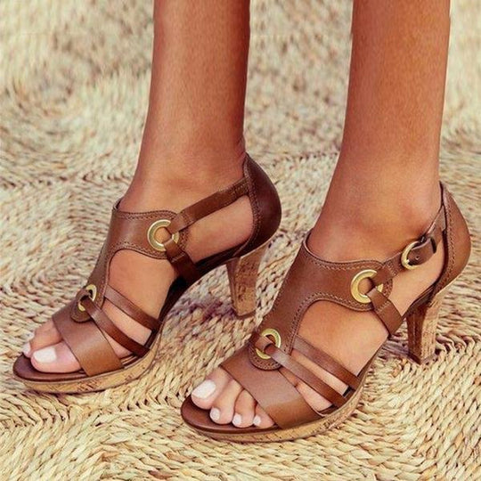 Faux Leren Sandalen Dames met Verstelbare Bandjes en Open Teen Design - ZovaFashion - Sandalen Dames