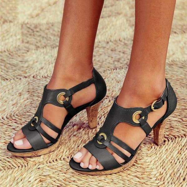 Faux Leren Sandalen Dames met Verstelbare Bandjes en Open Teen Design - ZovaFashion - Sandalen Dames