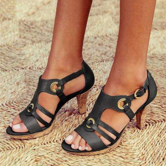 Faux Leren Sandalen Dames met Verstelbare Bandjes en Open Teen Design - ZovaFashion - Sandalen Dames