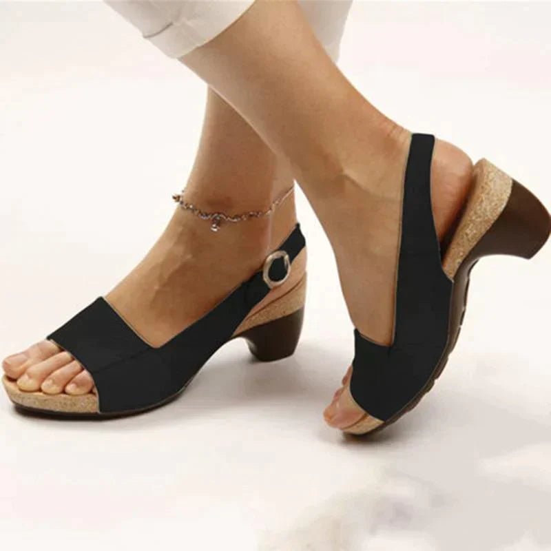 Faux Leren Sandalen Dames met Verstelbare Slingback en Open - Teen Design - ZovaFashion - Sandalen Dames
