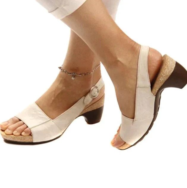 Faux Leren Sandalen Dames met Verstelbare Slingback en Open - Teen Design - ZovaFashion - Sandalen Dames
