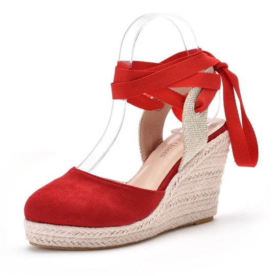 Faux Suede Sandalen Dames met Gesloten Neus en Crisscross Enkelbandjes - ZovaFashion - Sandalen Dames