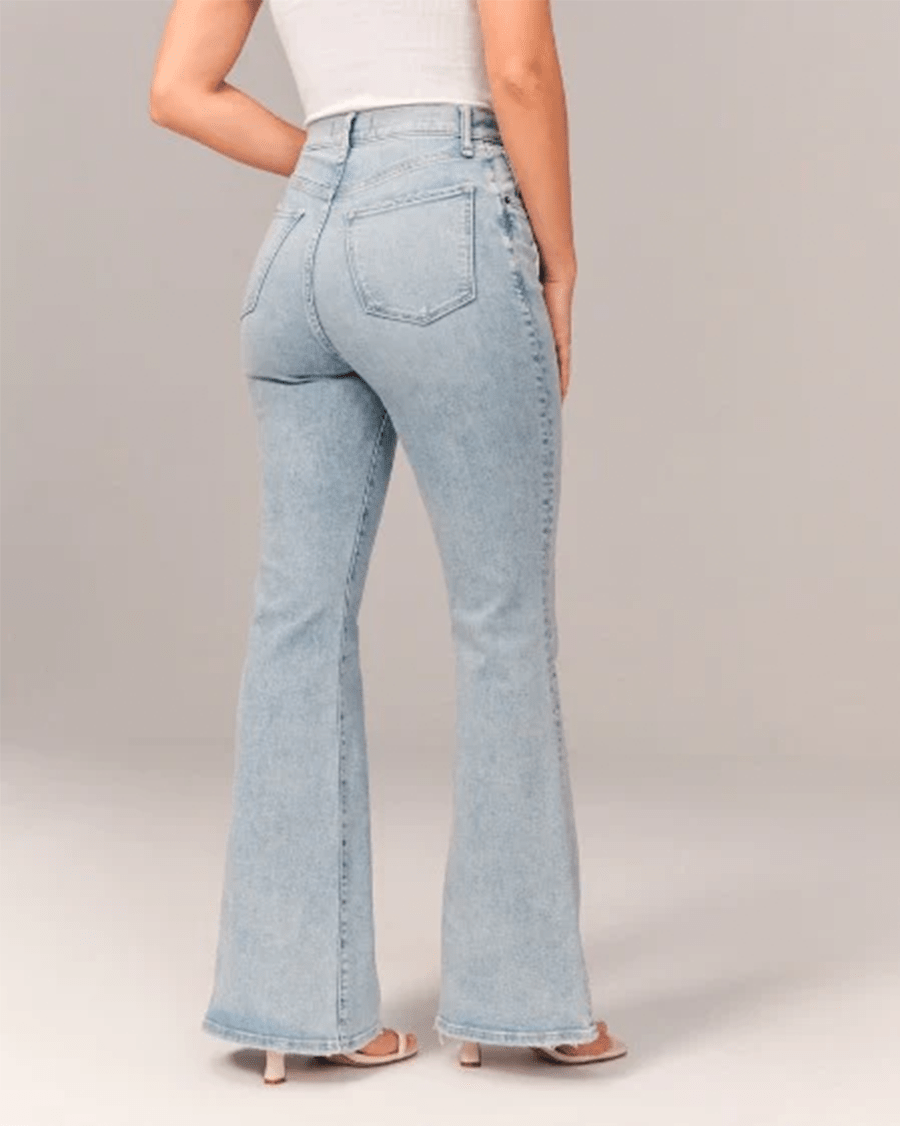 Flared Broek Dames in Denim met Hoge Taille en Iconische Wijde Pijpen - ZovaFashion - Lange Broek Dames