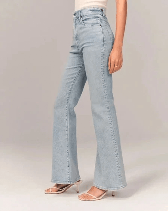 Flared Broek Dames in Denim met Hoge Taille en Iconische Wijde Pijpen - ZovaFashion - Lange Broek Dames