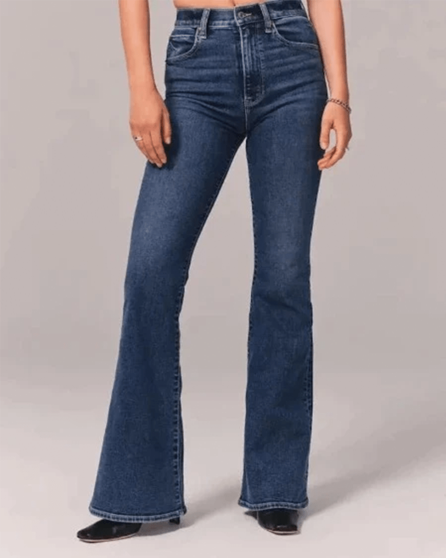 Flared Broek Dames in Denim met Hoge Taille en Iconische Wijde Pijpen - ZovaFashion - Lange Broek Dames