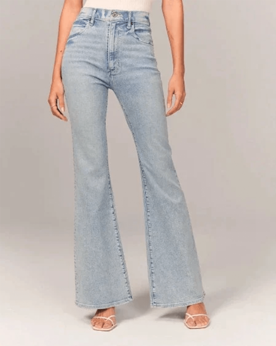 Flared Broek Dames in Denim met Hoge Taille en Iconische Wijde Pijpen - ZovaFashion - Lange Broek Dames