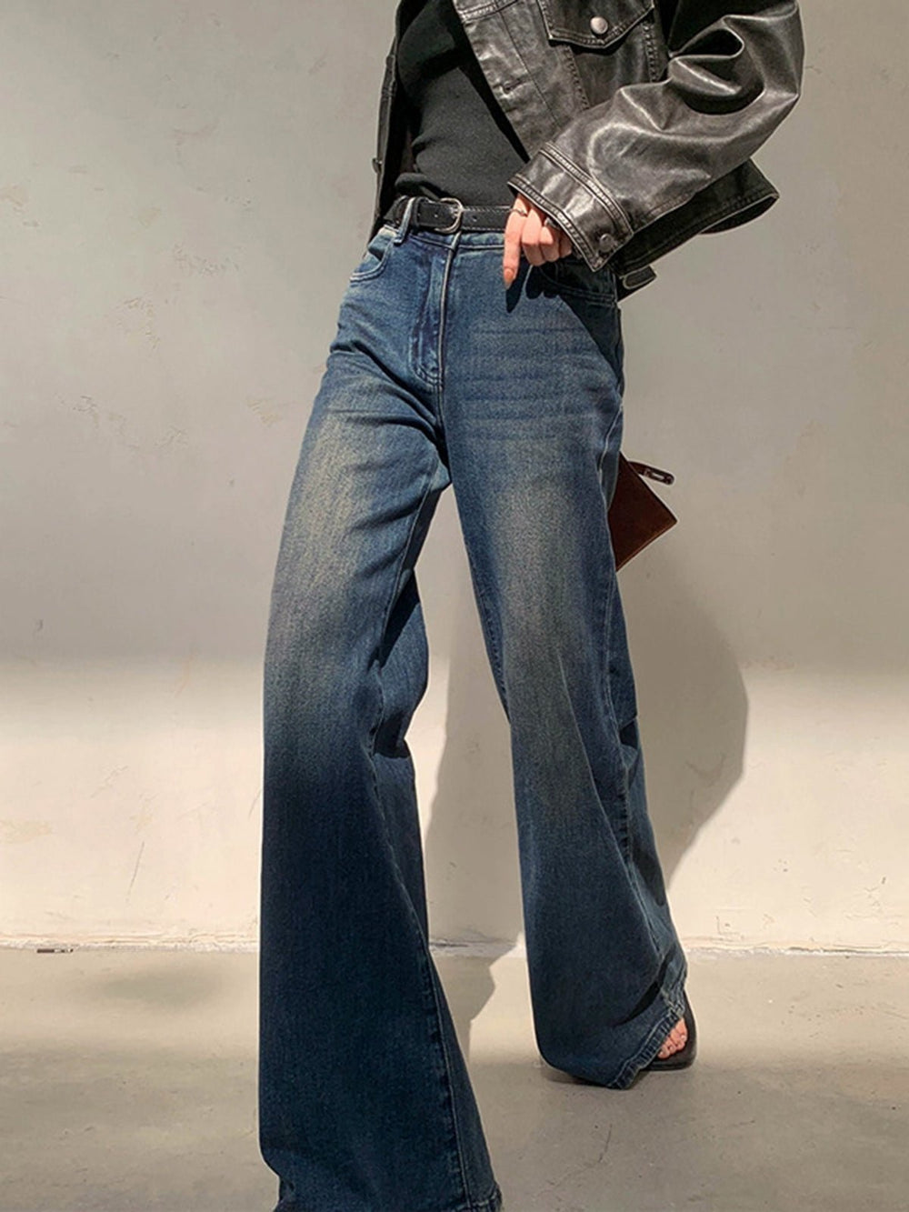 Flared Broek Dames in Vintage Denim met Hoge Taille en Wijde Pijpen - ZovaFashion - Lange Broek Dames
