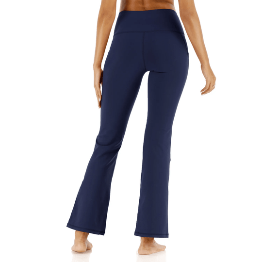 Flared Broek Dames van Zachte Stretchstof met Hoge Taille en Effen Patroon - ZovaFashion - Lange Broek Dames