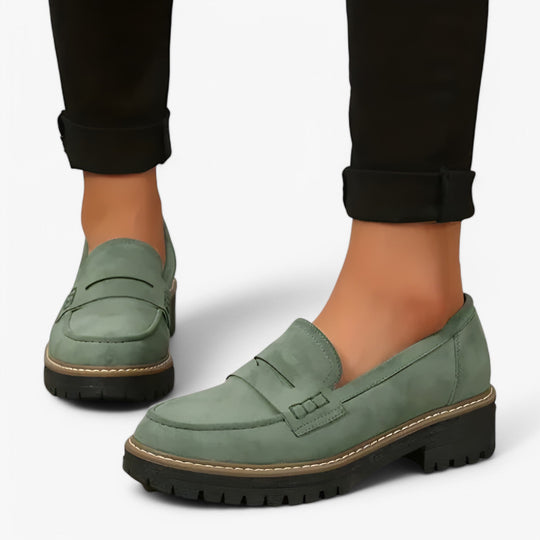 Flavia Leren Sneakers Dames met Chunky Zool en Slip - on Design - ZovaFashion - Schoenen Dames