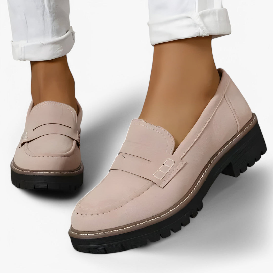 Flavia Leren Sneakers Dames met Chunky Zool en Slip - on Design - ZovaFashion - Schoenen Dames