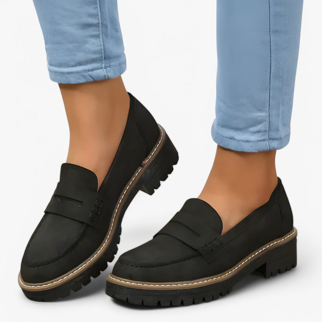 Flavia Leren Sneakers Dames met Chunky Zool en Slip - on Design - ZovaFashion - Schoenen Dames