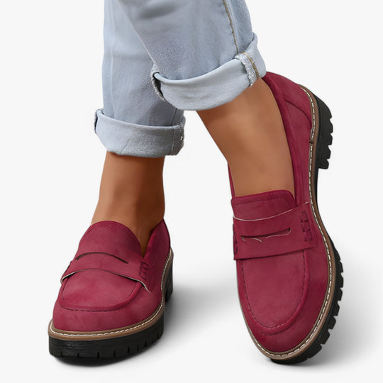 Flavia Leren Sneakers Dames met Chunky Zool en Slip - on Design - ZovaFashion - Schoenen Dames