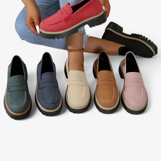 Flavia Leren Sneakers Dames met Chunky Zool en Slip - on Design - ZovaFashion - Schoenen Dames
