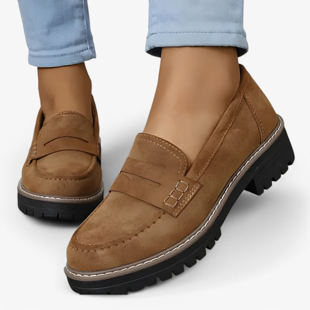 Flavia Leren Sneakers Dames met Chunky Zool en Slip - on Design - ZovaFashion - Schoenen Dames