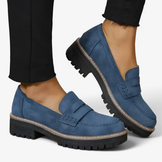 Flavia Leren Sneakers Dames met Chunky Zool en Slip - on Design - ZovaFashion - Schoenen Dames