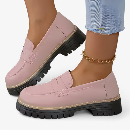 Flavia Leren Sneakers Dames met Chunky Zool en Slip - on Design - ZovaFashion - Schoenen Dames