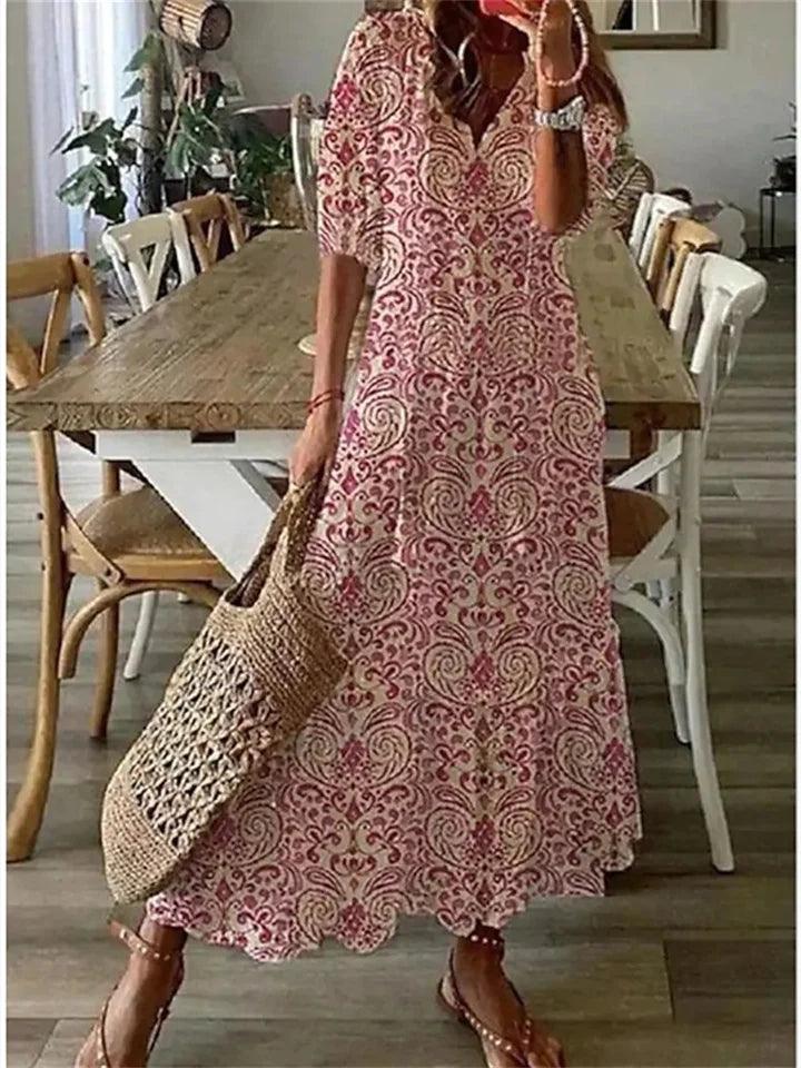 Floral Maxi Zomerjurk van Lichtgewicht Polyester met Mouwloos Ontwerp - ZovaFashion - Maxi Jurk