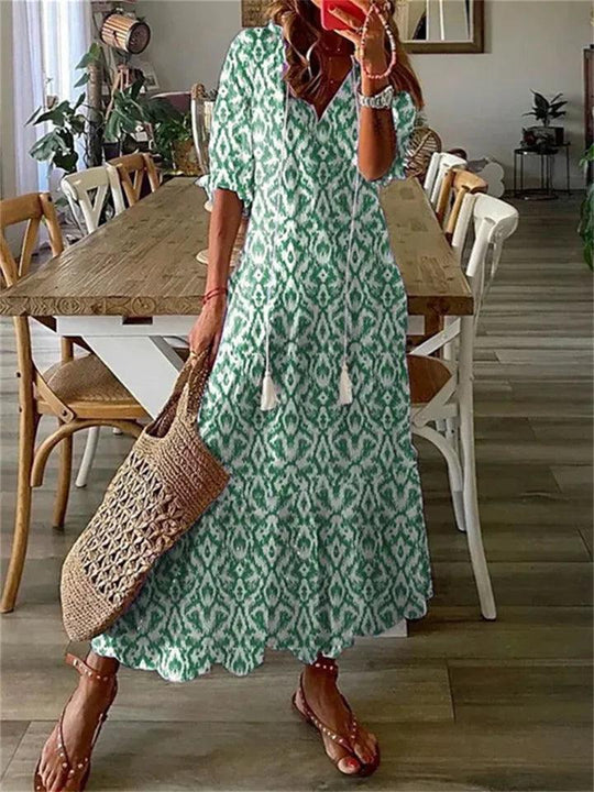 Floral Maxi Zomerjurk van Lichtgewicht Polyester met Mouwloos Ontwerp - ZovaFashion - Maxi Jurk