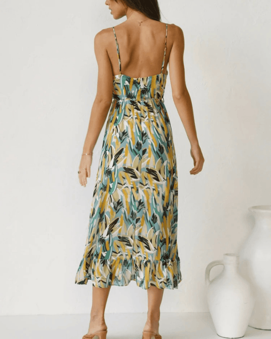 Floral Print Midi Zomerjurk – Elegante & Lichtgewicht Polyester Blend - Zova - Fashion - Midi Jurk