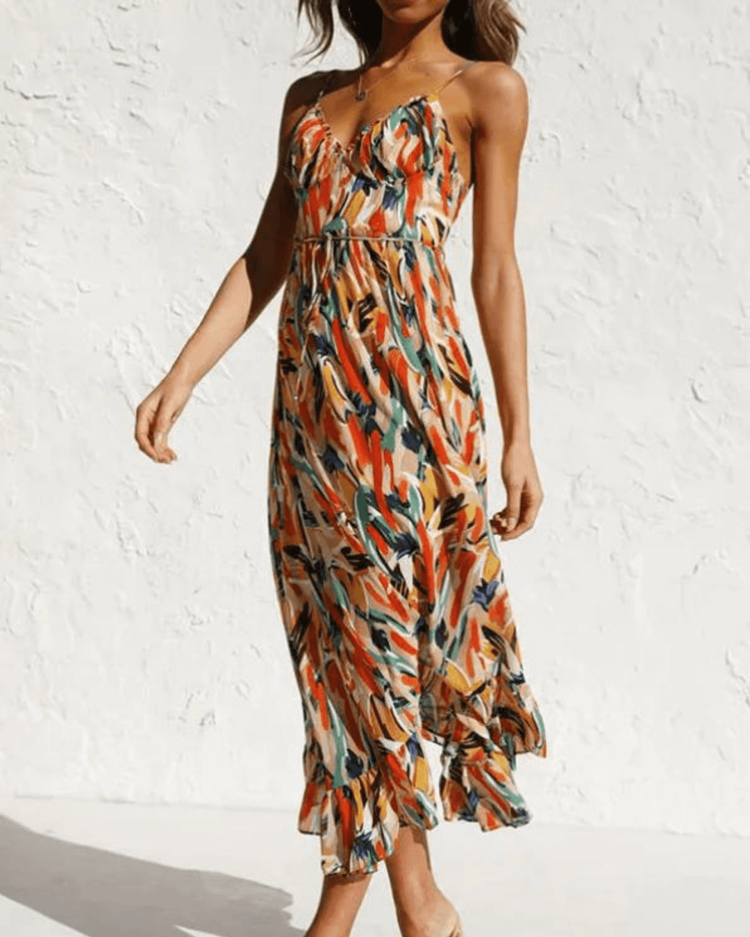 Floral Print Midi Zomerjurk – Elegante & Lichtgewicht Polyester Blend - Zova - Fashion - Midi Jurk