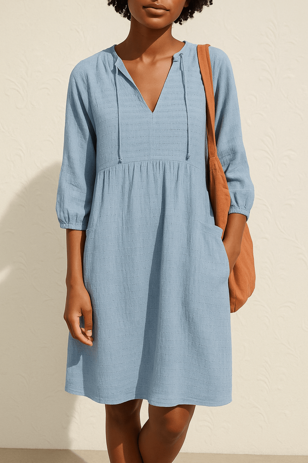 Franca Midi Zomerjurk Dames van Katoen met Relaxed Fit en Knoopsluiting - ZovaFashion - Midi Jurk
