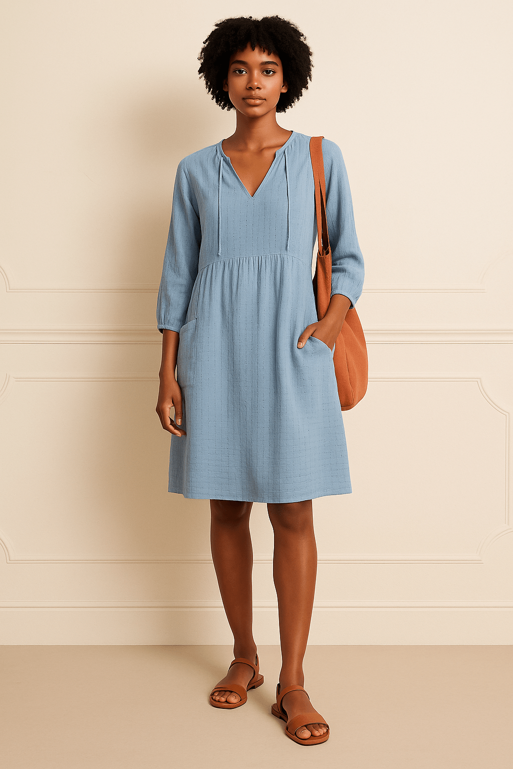 Franca Midi Zomerjurk Dames van Katoen met Relaxed Fit en Knoopsluiting - ZovaFashion - Midi Jurk