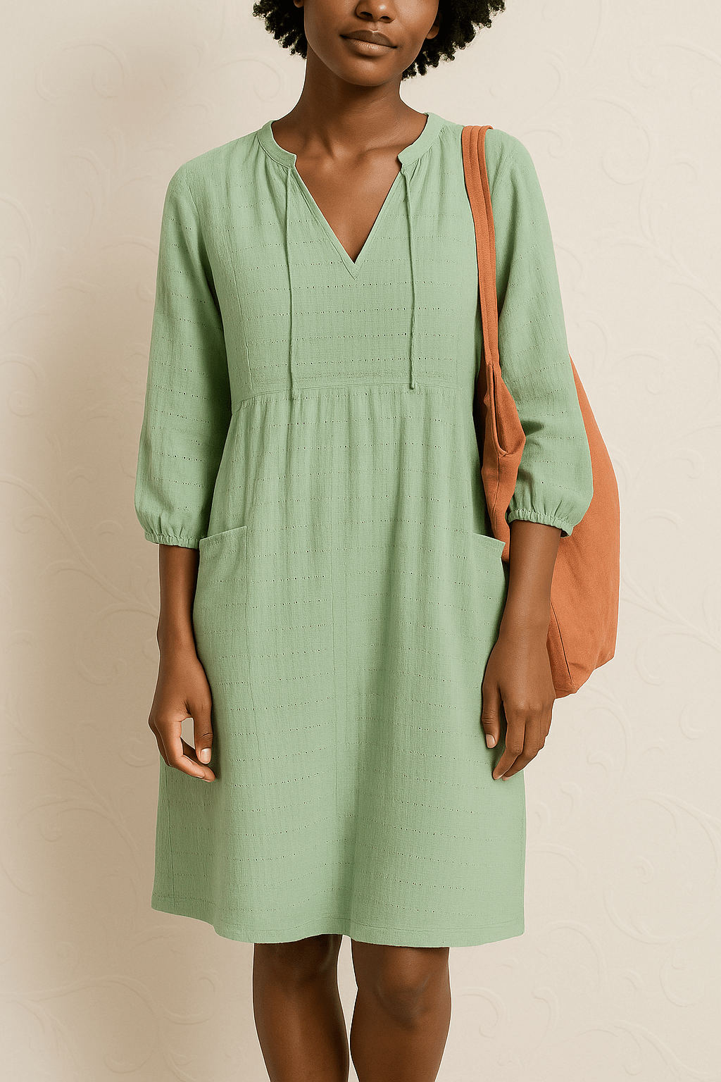 Franca Midi Zomerjurk Dames van Katoen met Relaxed Fit en Knoopsluiting - ZovaFashion - Midi Jurk