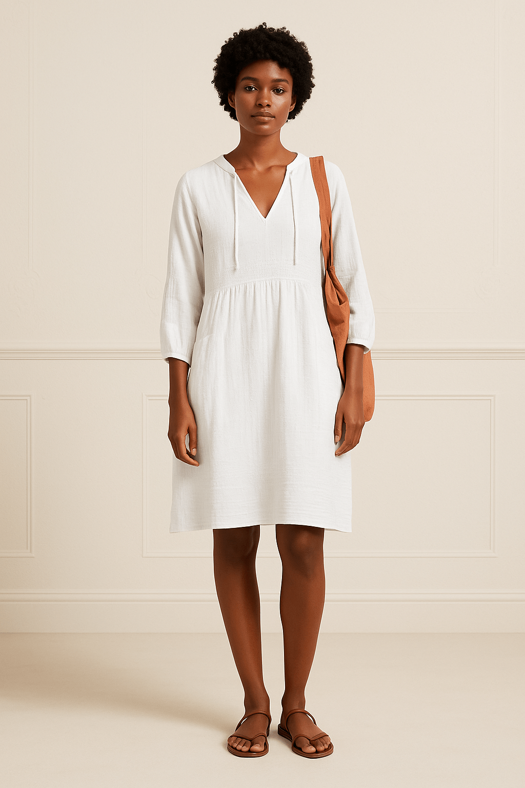 Franca Midi Zomerjurk Dames van Katoen met Relaxed Fit en Knoopsluiting - ZovaFashion - Midi Jurk