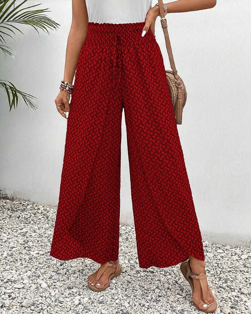 Geometrische Pantalon Dames in Linnen met Hoge Taille - ZovaFashion - Lange Broek Dames