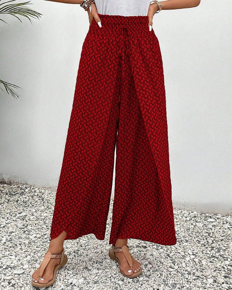Geometrische Pantalon Dames in Linnen met Hoge Taille - ZovaFashion - Lange Broek Dames