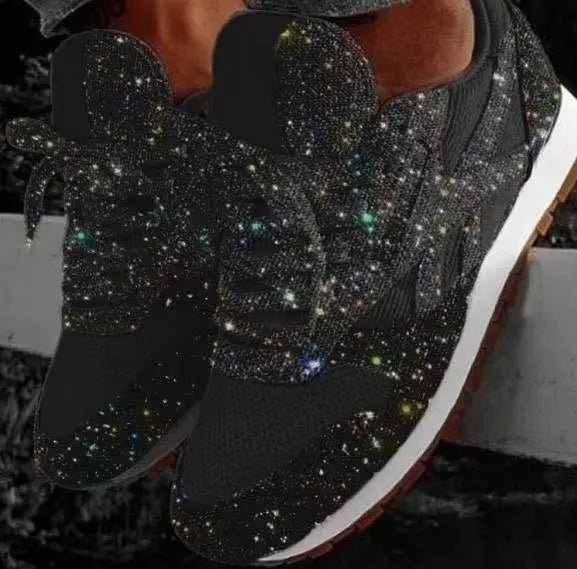 Glitter Sneakers Dames met PU Bovenwerk en Vetersluiting - ZovaFashion - Schoenen Dames