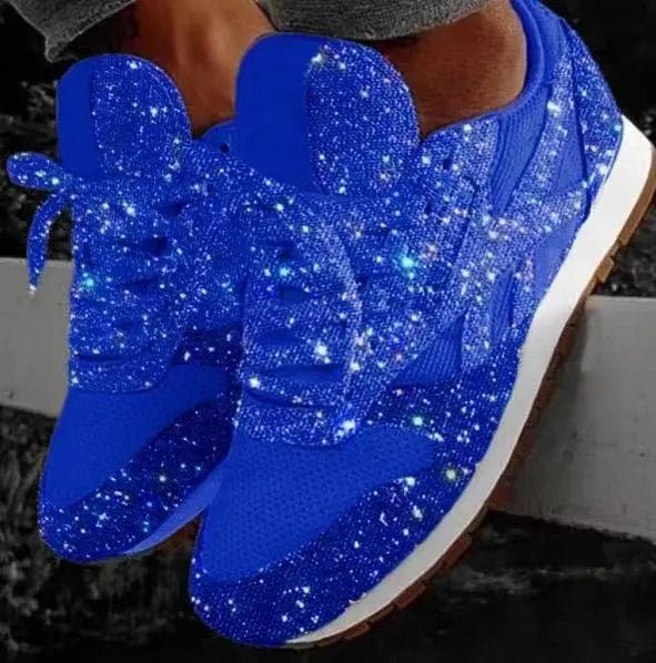Glitter Sneakers Dames met PU Bovenwerk en Vetersluiting - ZovaFashion - Schoenen Dames
